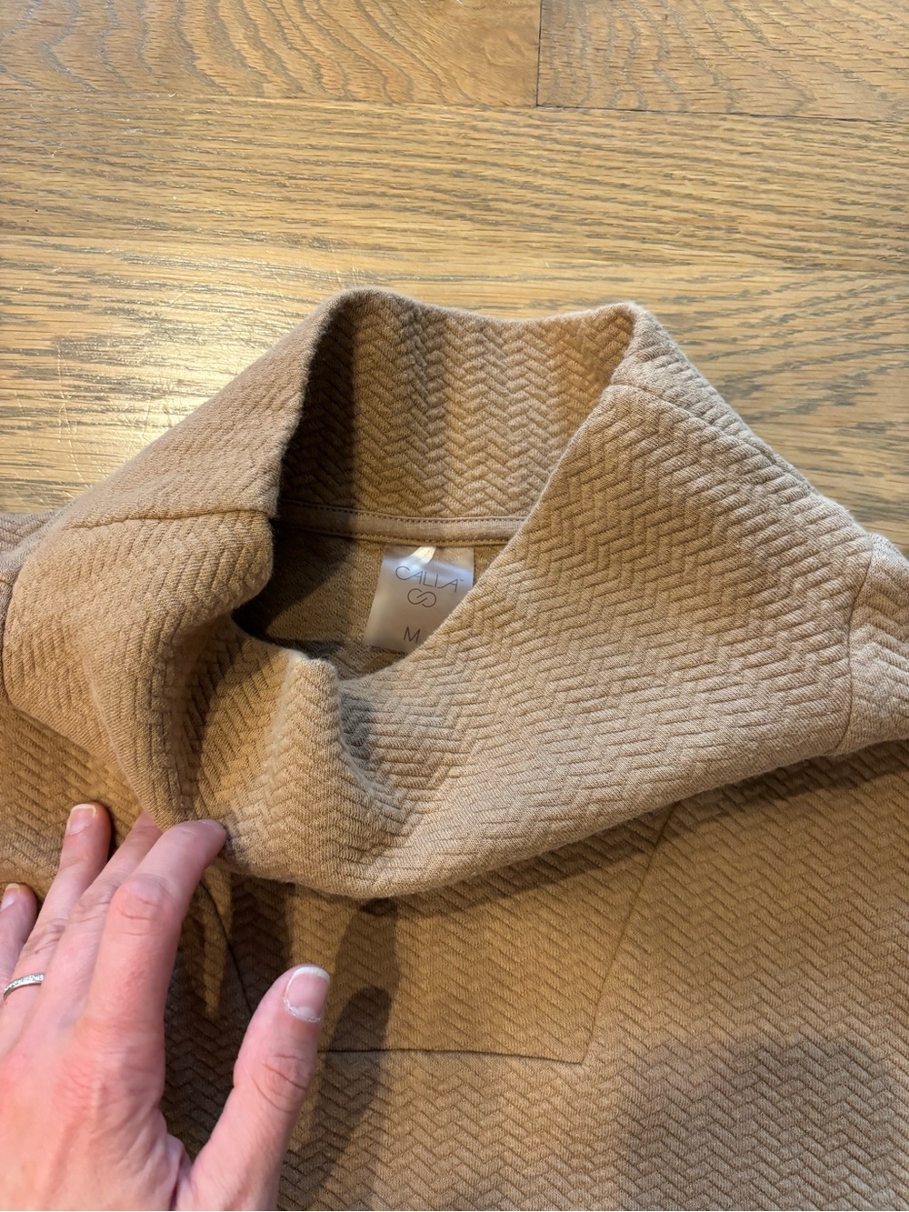 CALIA by Carrie Underwood Ribbed Taupe Pullover - Picture 2 of 3
